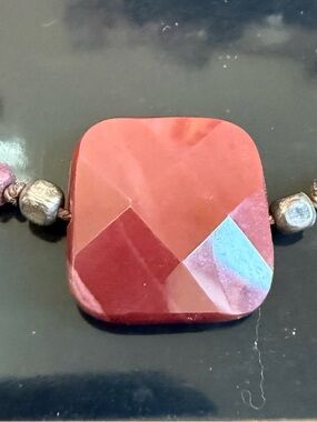 Artisan 18” Mookaite Jasper Necklace Oxidized Sterling Silver Toggle Clasp